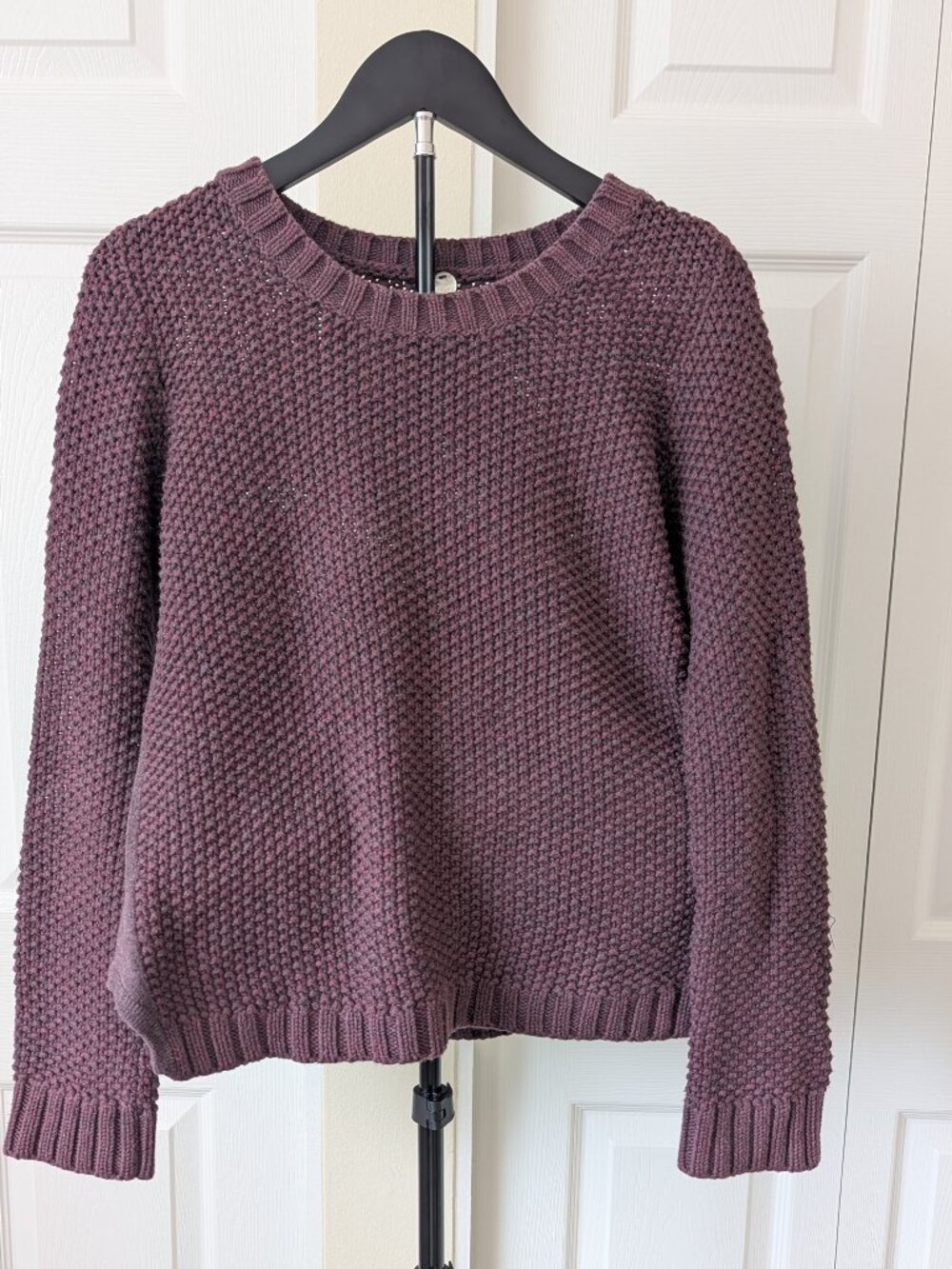 Margaret O'Leary Small Burgundy Chunky Stitch Heavyweight Cotton Knit